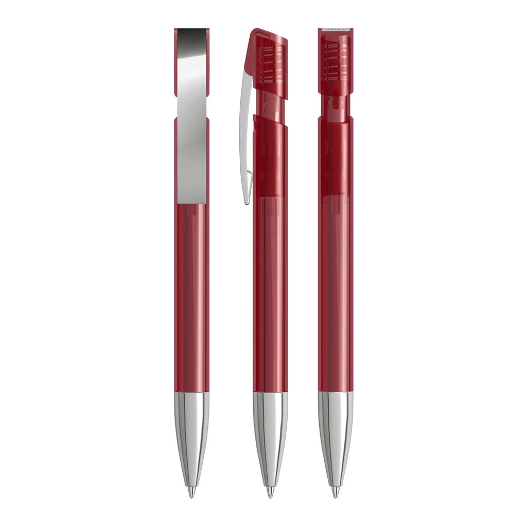 Transparenter Kugelschreiber mit Metallspitze – Rot
