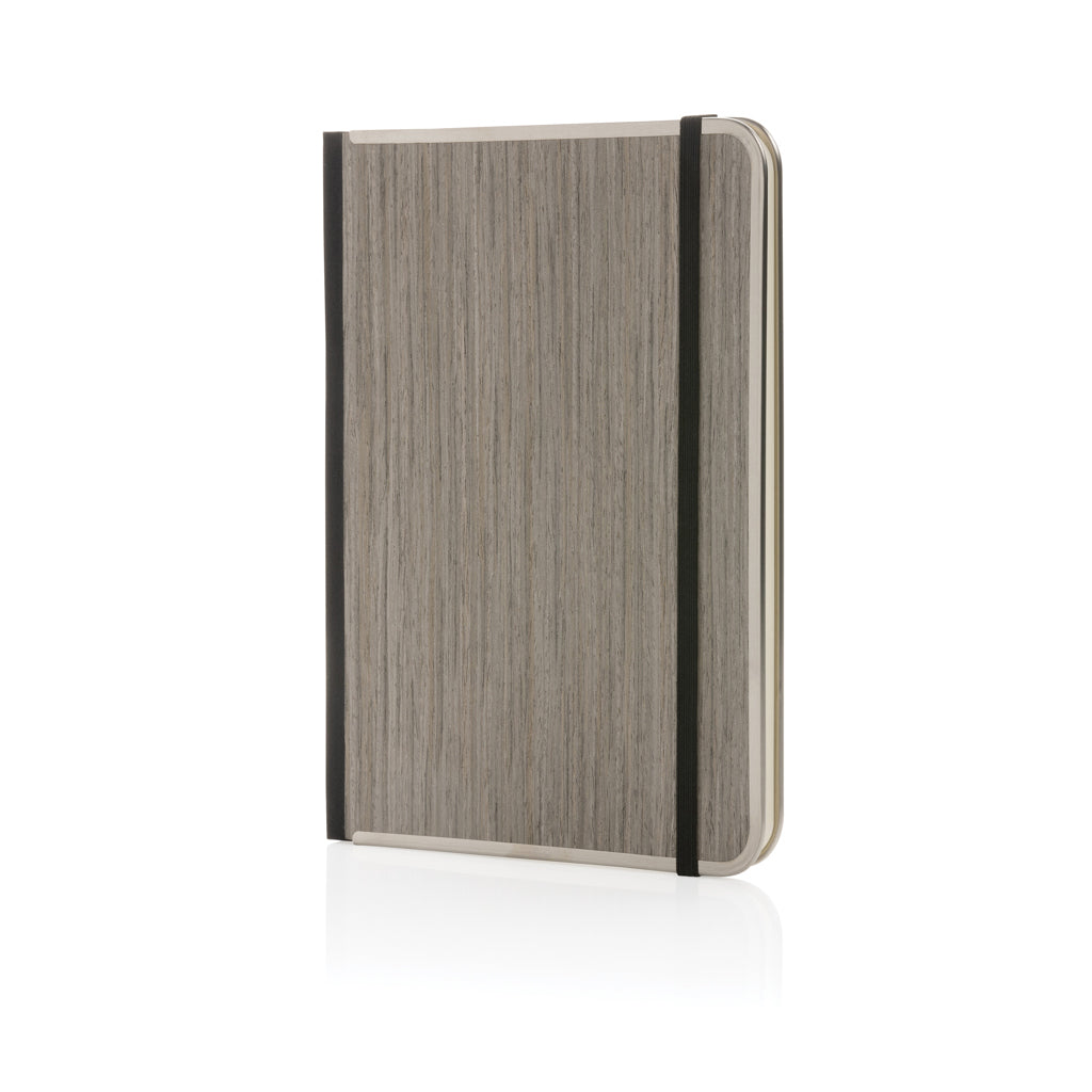 Treeline A5 Deluxe Notizbuch mit Holzeinband – grau