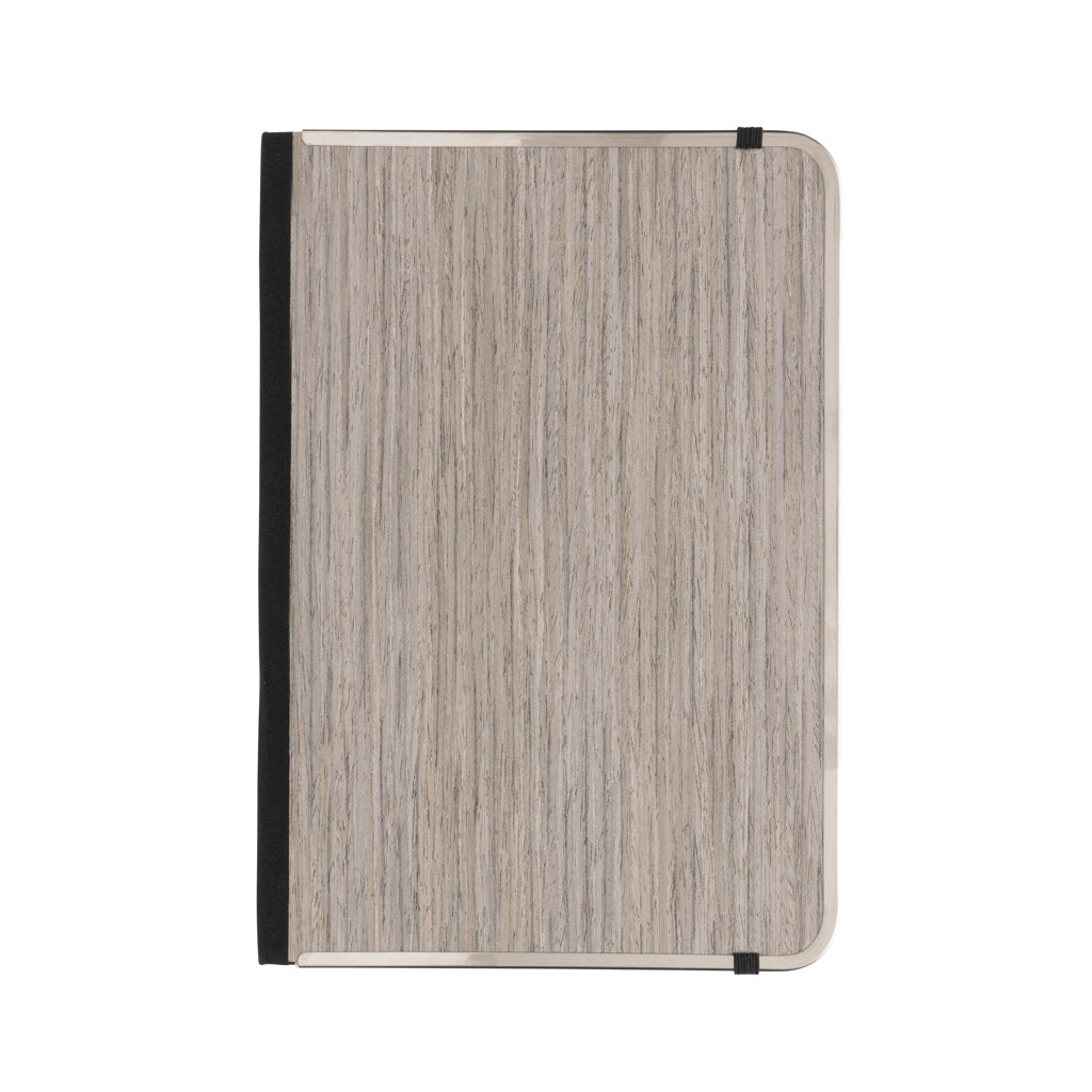 Treeline A5 Deluxe Notizbuch mit Holzeinband – grau