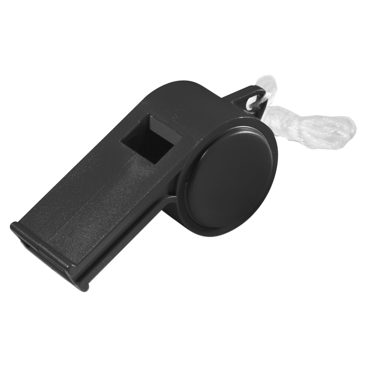 Trillerpfeife „Sport“, mit Kordel, uni-colour – Schwarz