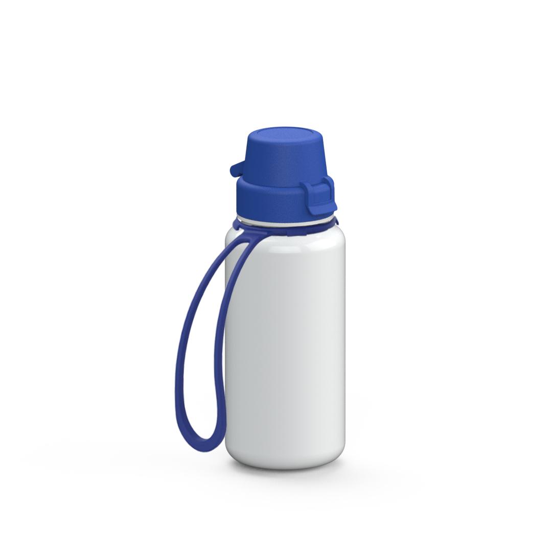 Trinkflasche „School“, 400 ml, inkl. Strap – Weiß / Blau (00103)