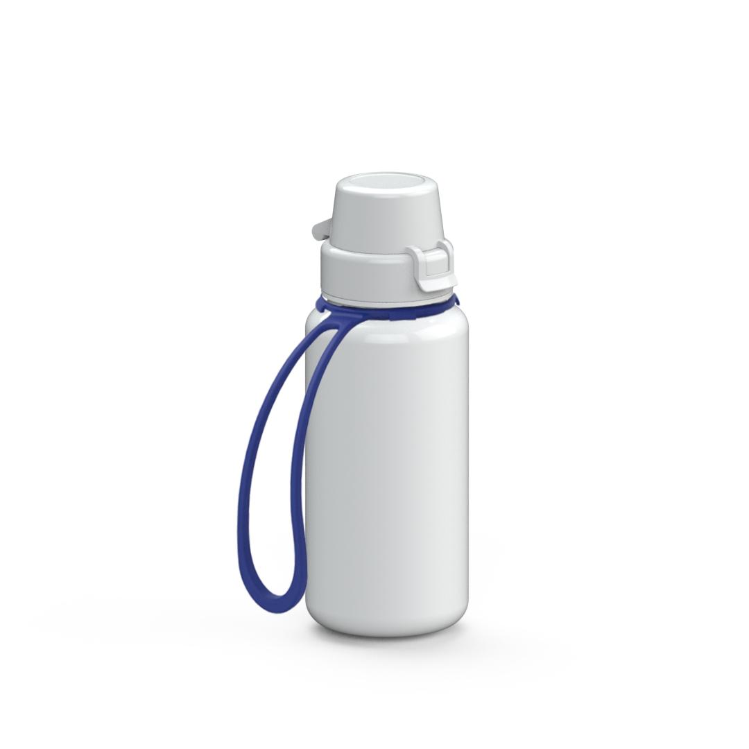 Trinkflasche „School“, 400 ml, inkl. Strap – Weiß / Blau (00104)