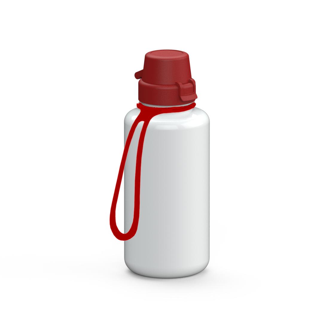 Trinkflasche „School“, 700 ml, inkl. Strap – Weiß / Rot (00106)