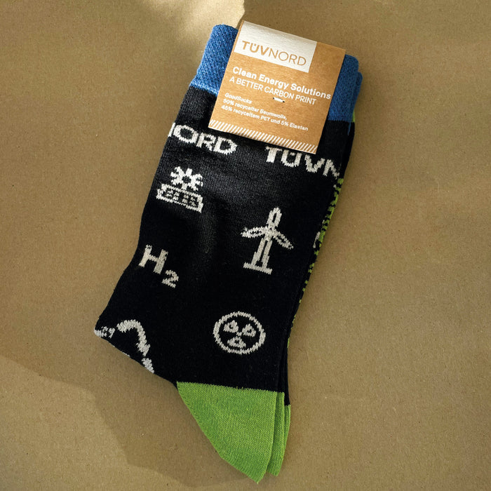 Logosocken mit Banderole für TÜV NORD, Kundenprojekt von Vanilla & Pepper