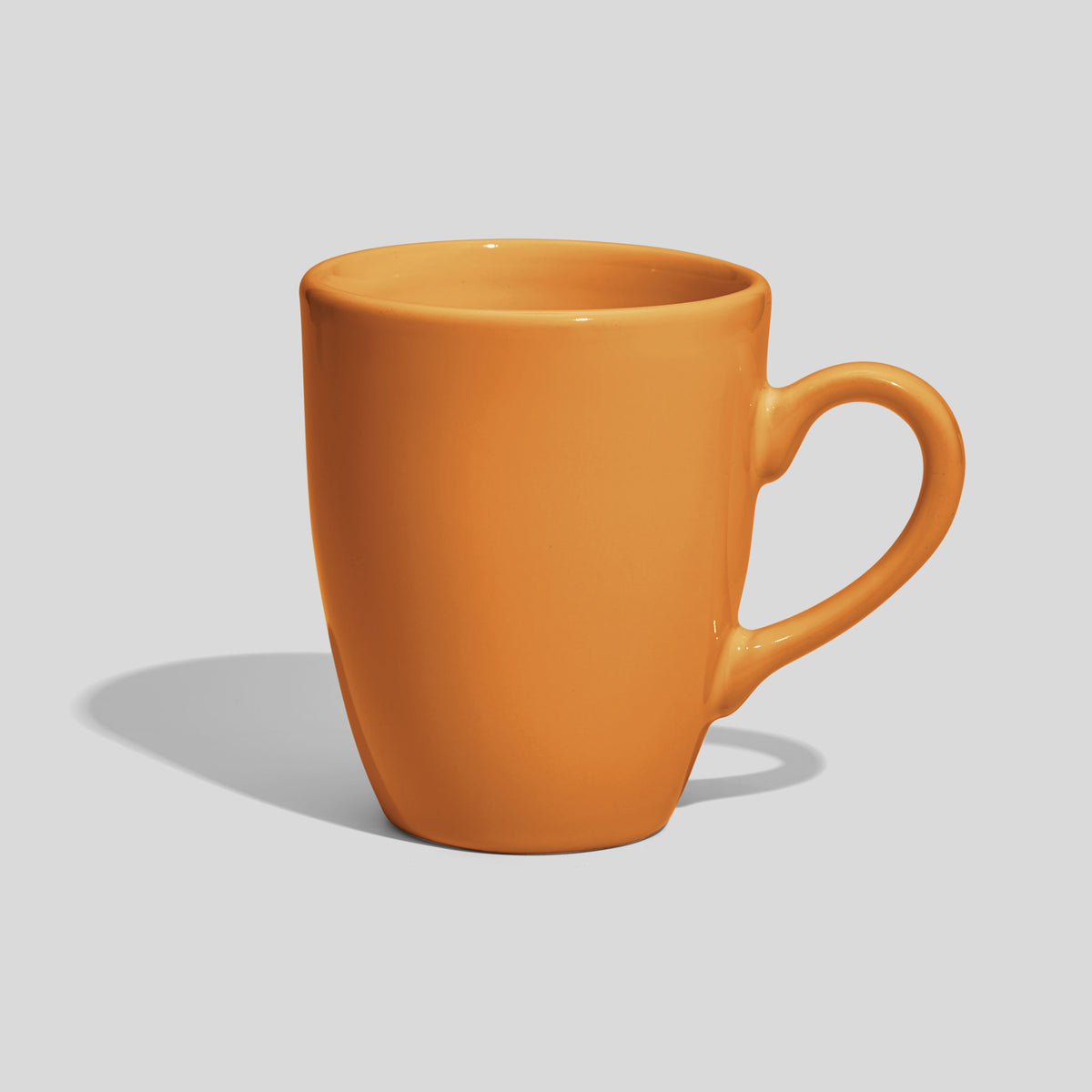 Tulpenförmige Kaffeetasse 250 ml mit Bogenhenkel – Senfgelb