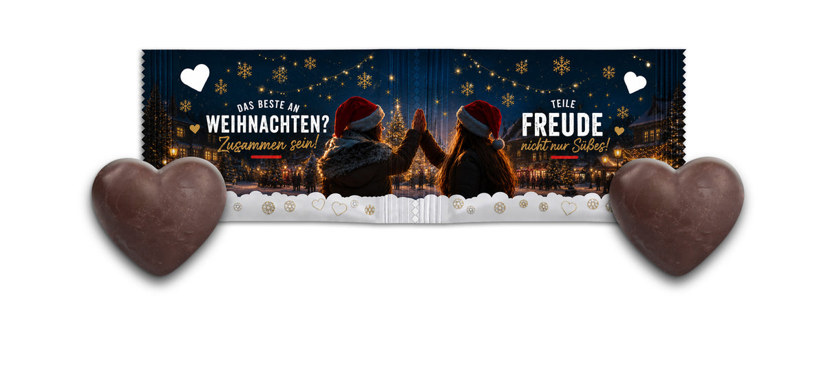 Twinset mit Lebkuchenherzen in zwei verbundenen bedruckten Tütchen