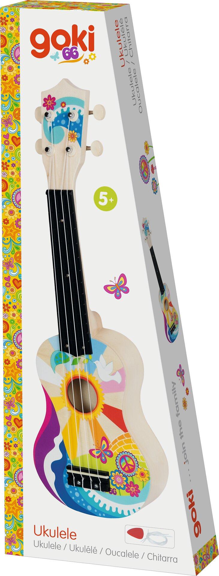 Ukulele Flower Power aus Holz für Kinder ab 5 Jahren – Verpackung
