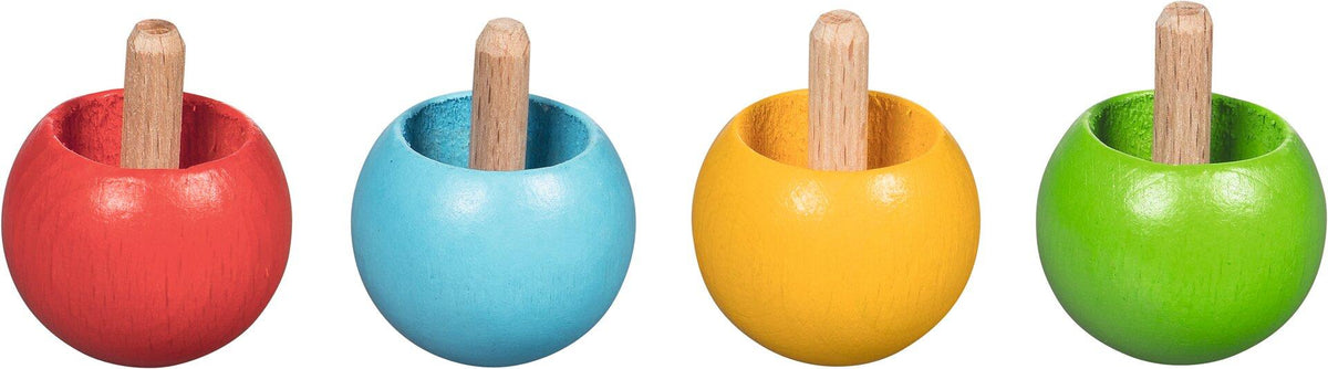 Umkehrkreisel aus Buchenholz im 12er Set – Ansicht