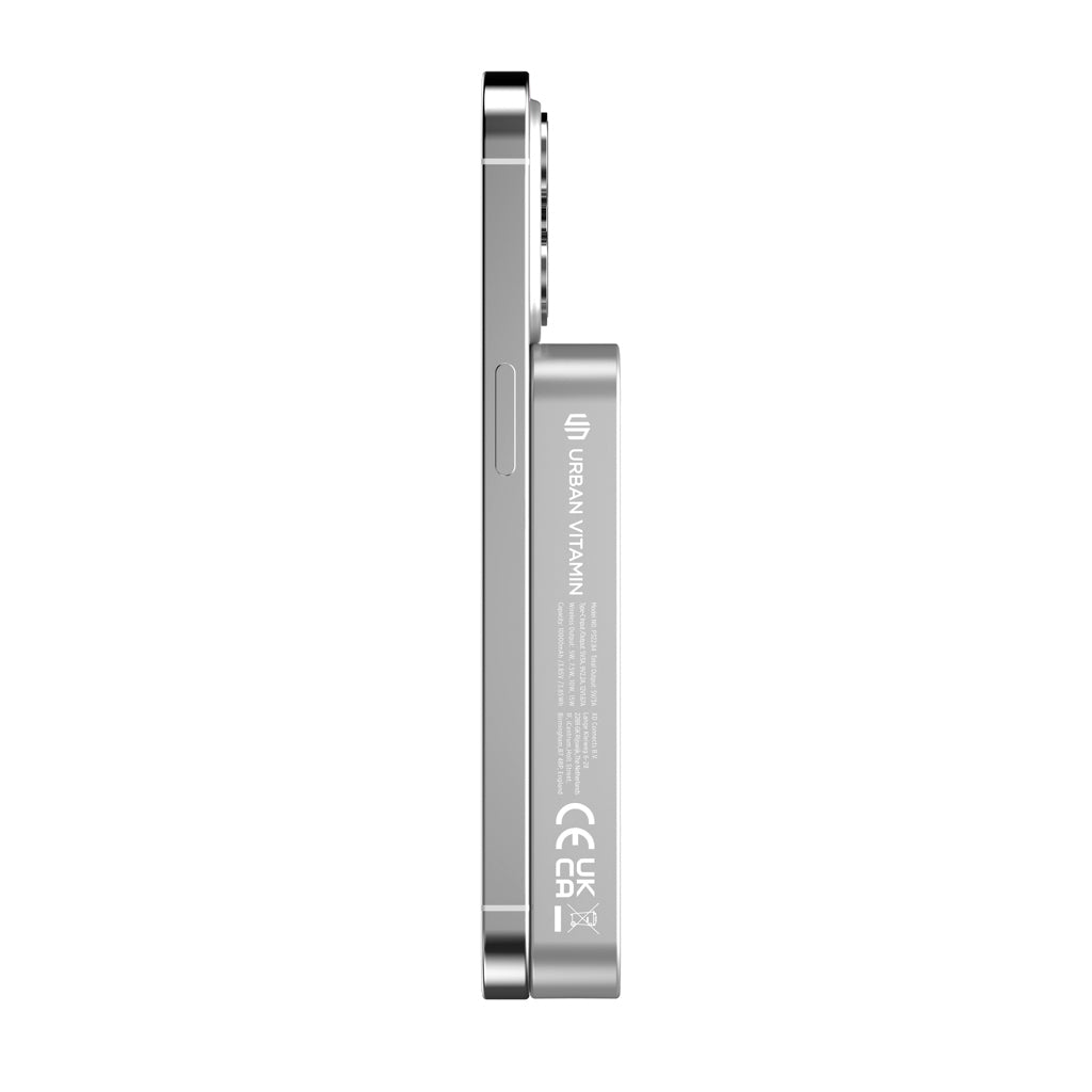 Urban Vitamin Compton 10000mAh Powerbank aus RCS Plastik/Alu – silber