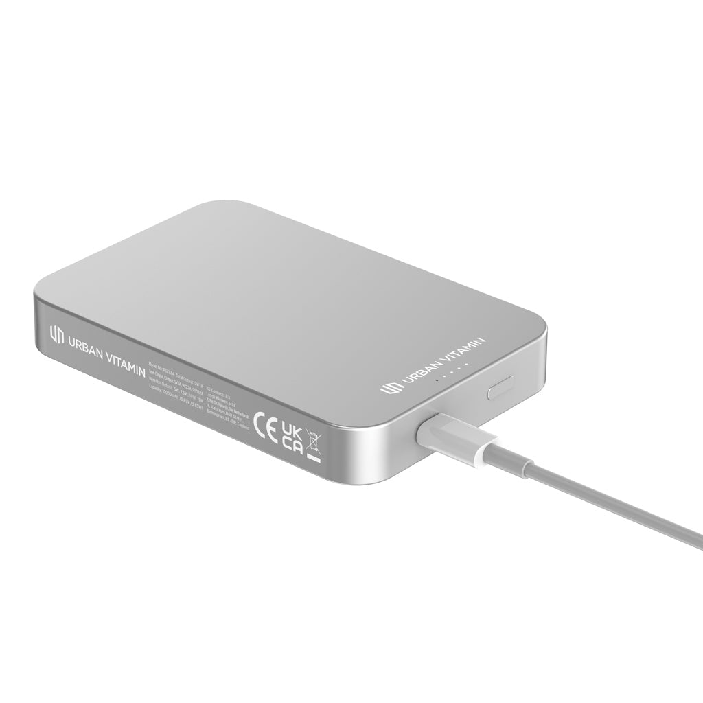Urban Vitamin Compton 10000mAh Powerbank aus RCS Plastik/Alu – silber