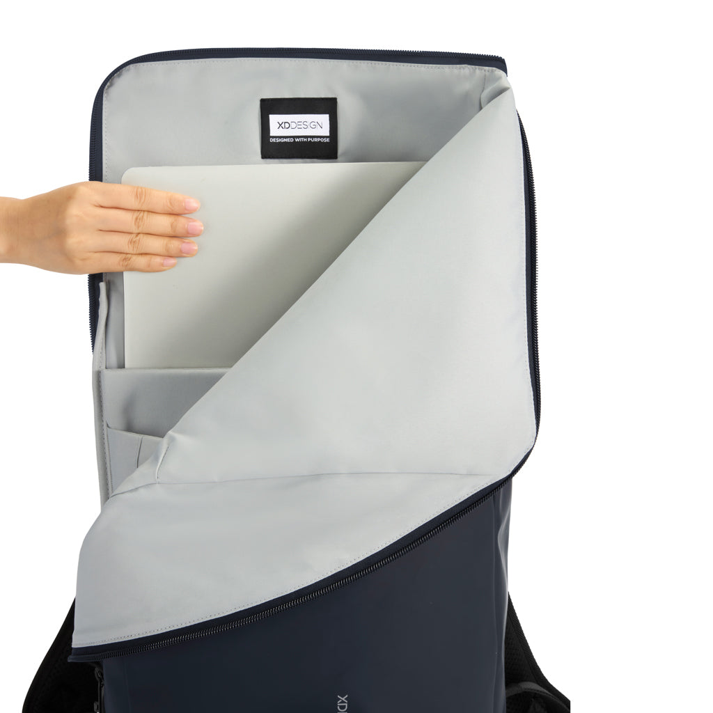 Urban wasserabweisender Flap-Top Rucksack – navy blau