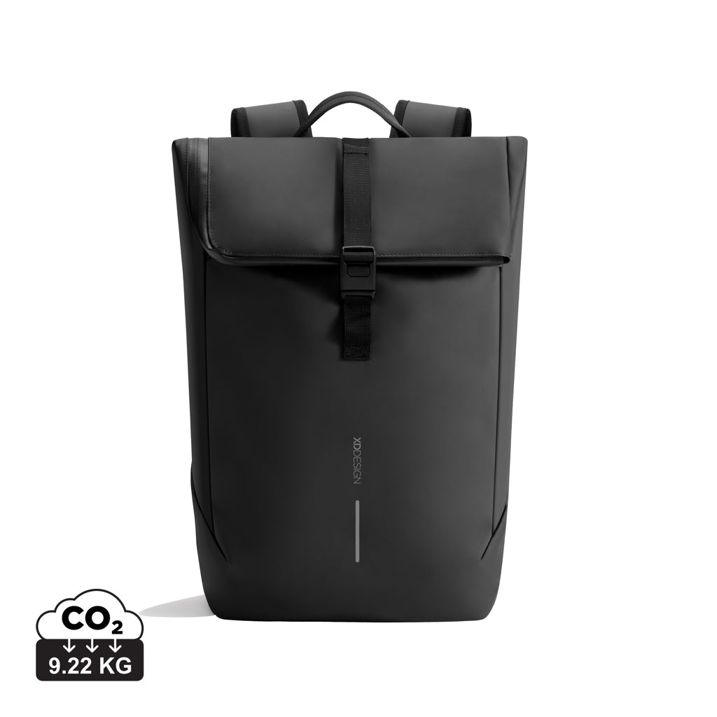 Urban wasserabweisender Flap-Top Rucksack – schwarz