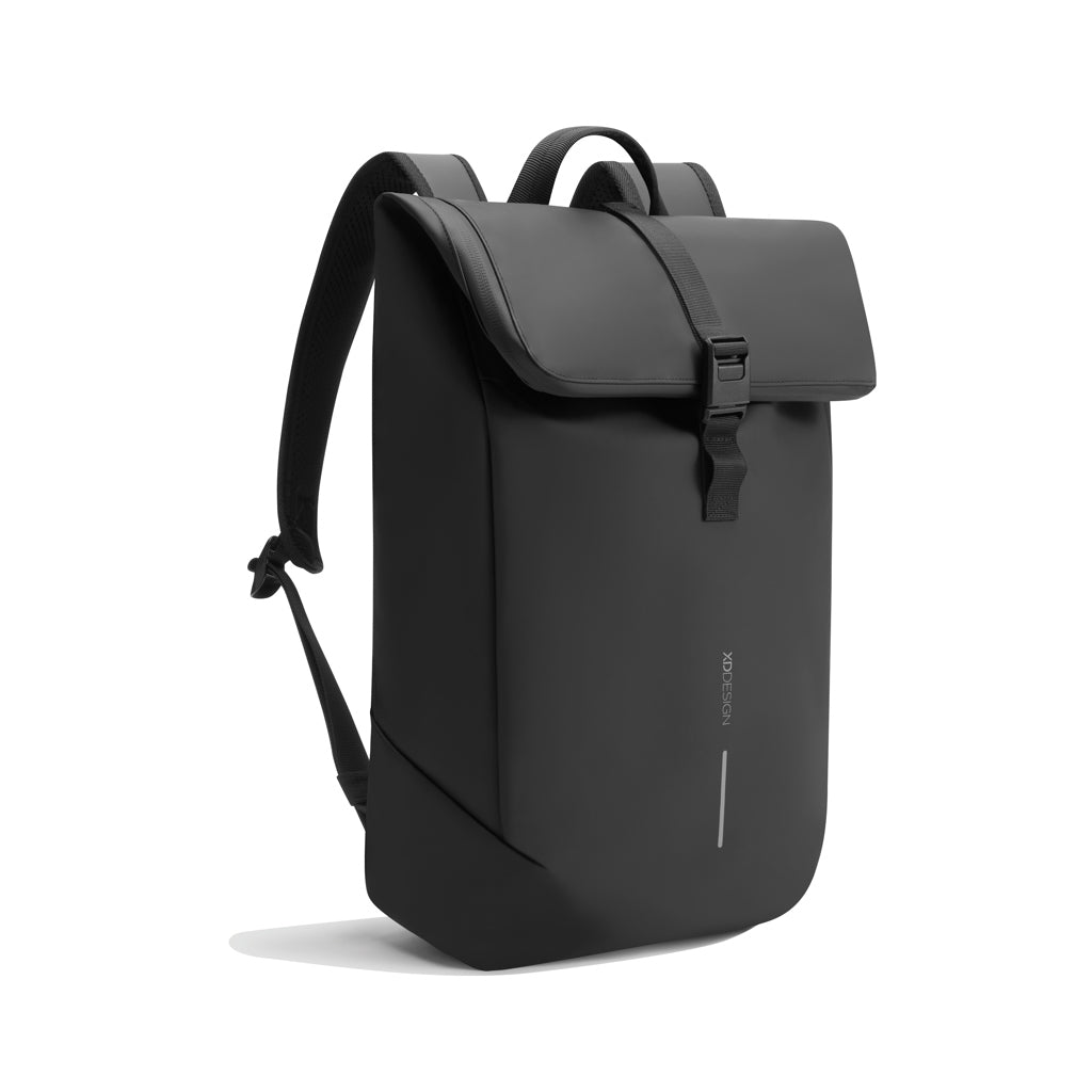 Urban wasserabweisender Flap-Top Rucksack – schwarz