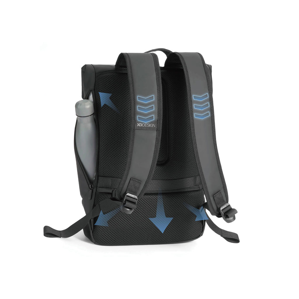Urban wasserabweisender Flap-Top Rucksack – schwarz