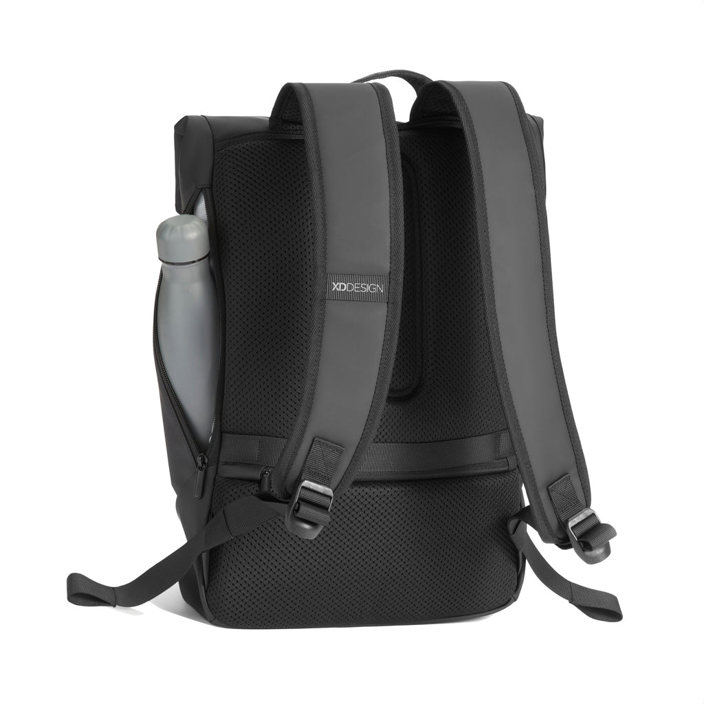 Urban wasserabweisender Flap-Top Rucksack – schwarz