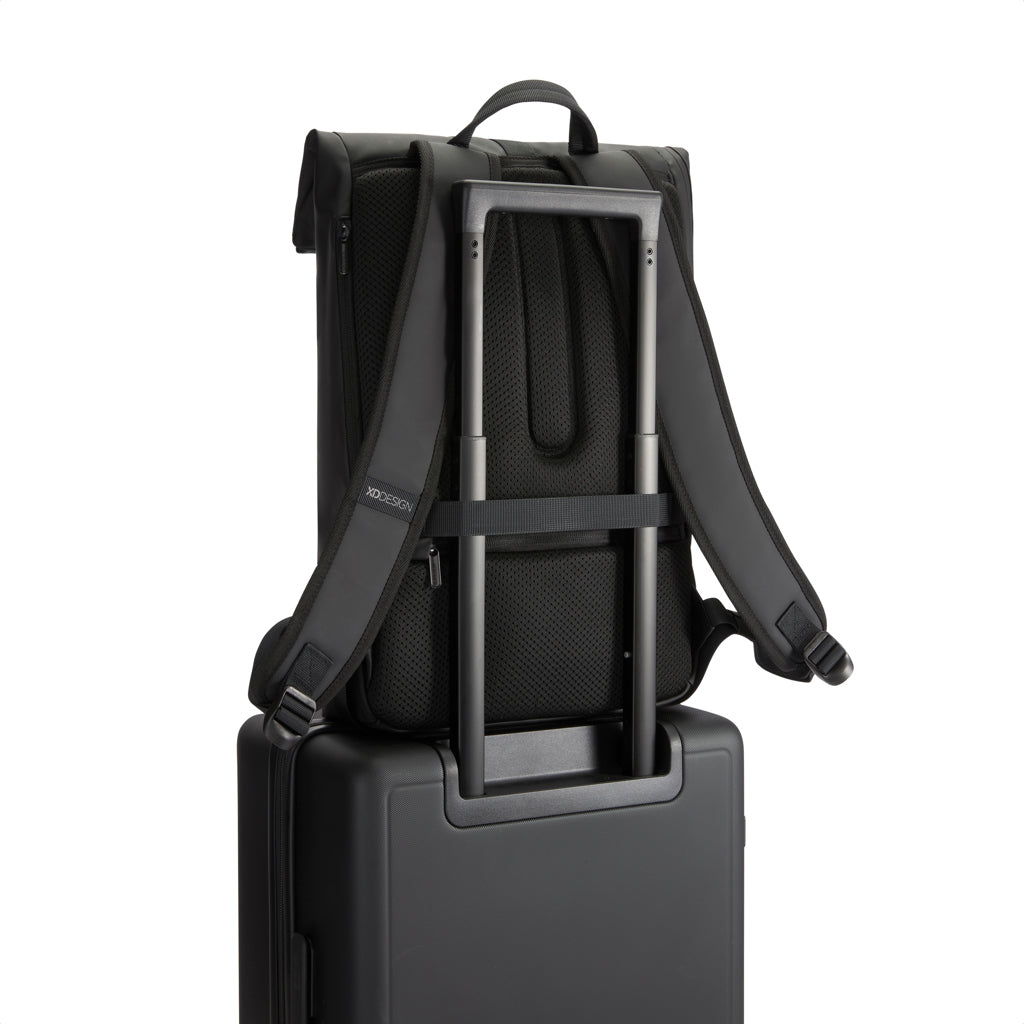 Urban wasserabweisender Flap-Top Rucksack – schwarz