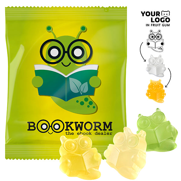 Große Werbetüte 120 x 95 mm mit Fruchtgummi mit Pektin in eigener Form