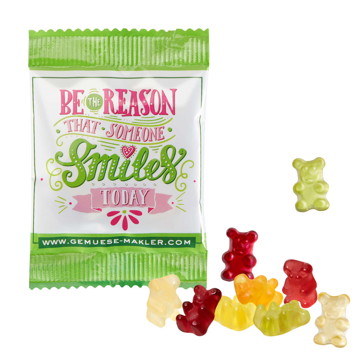 Vegane Smart Bärchen im Werbetütchen 85 x 60 mm, 10 g