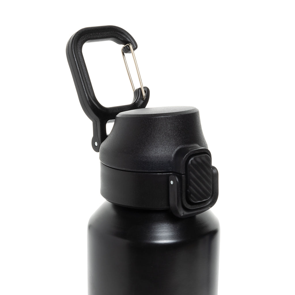 Via RCS Re-Steel Sportflasche mit Verschluss, 600ml – schwarz