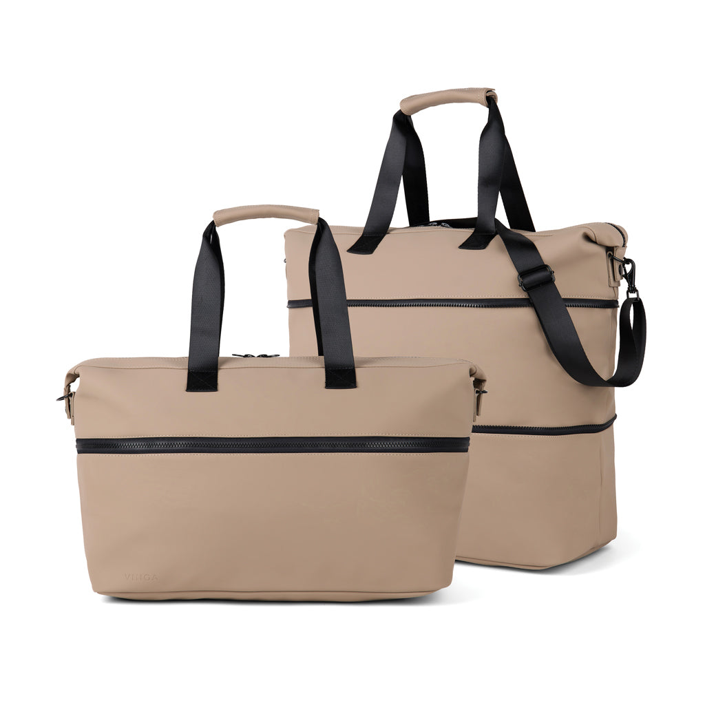 VINGA Baltimore RCS – erweiterbare Wochenendtasche – greige