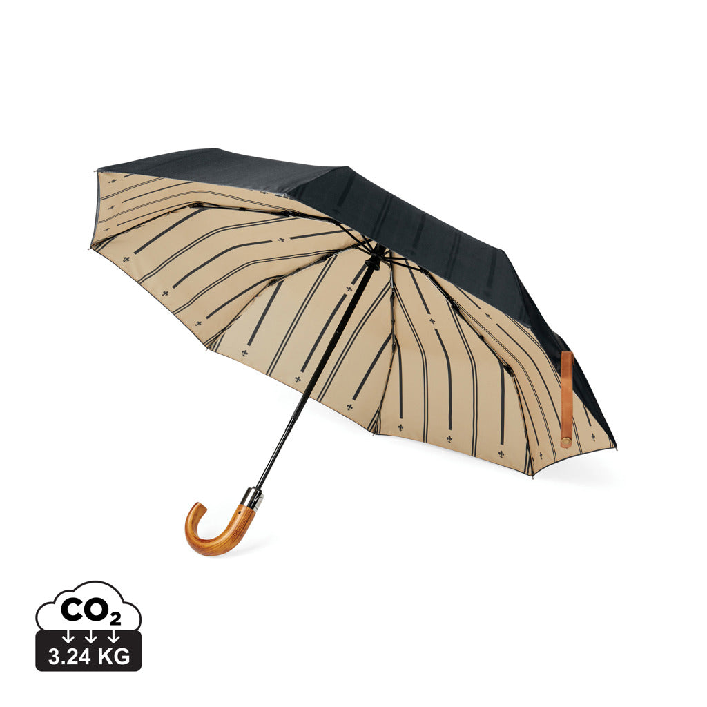 VINGA Bosler AWARE™ 21" faltbarer Schirm aus recyceltem PET – schwarz