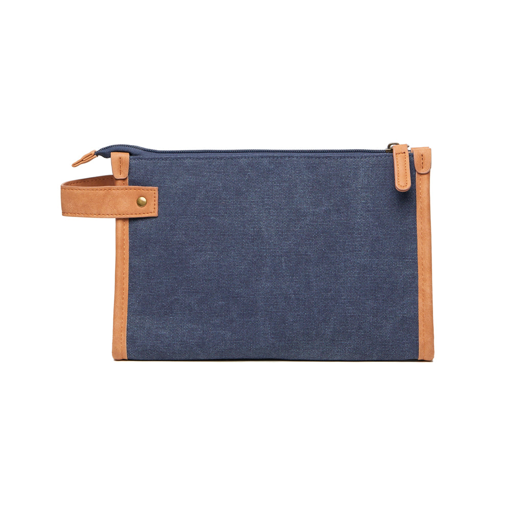 VINGA Bosler Kulturbeutel aus GRS recyceltem Canvas – navy blau