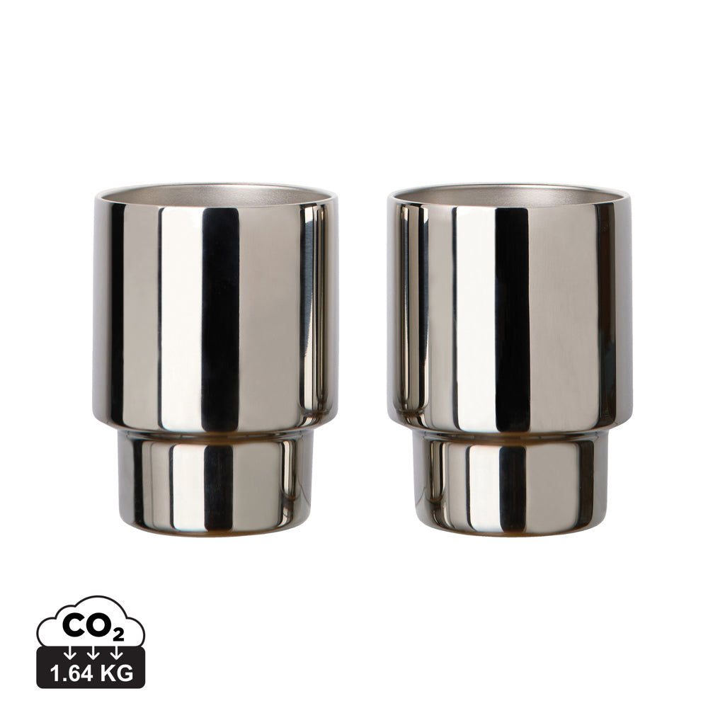 VINGA Nagano RCS recycelte Edelstahlbecher, 2er-Set – reflektierend