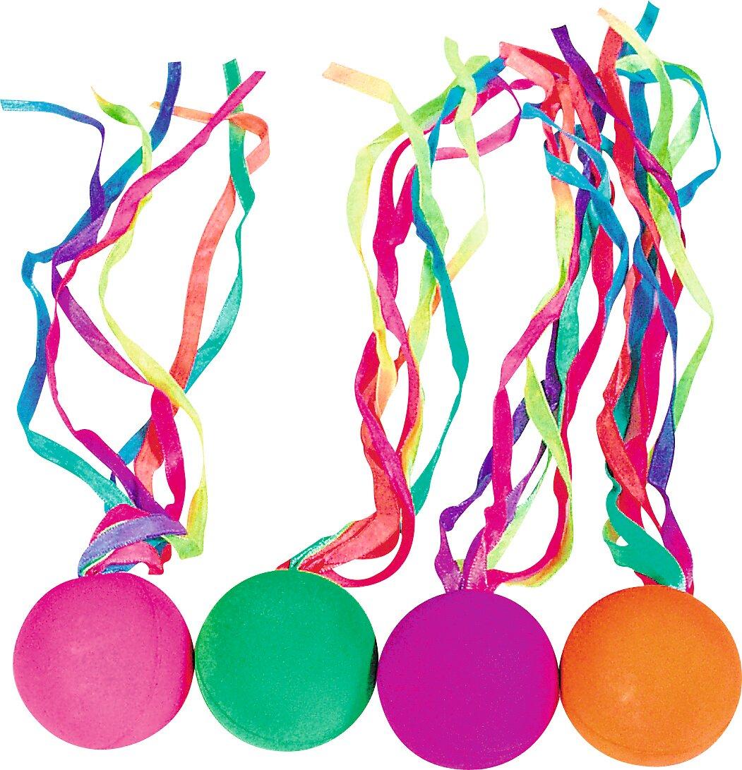 Vollgummiball mit neonfarbenen Schleifen von goki