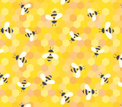 Standarddesign Bienen auf Wabenmuster für bedruckte Wachstücher