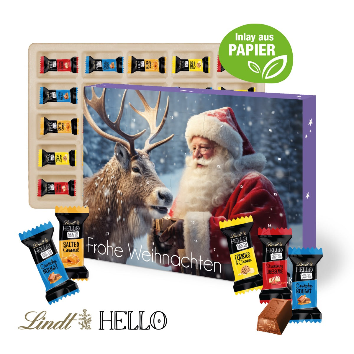 Wand Adventskalender Lindt HELLO, Inlay aus Papier