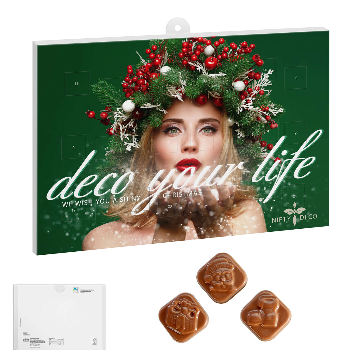 Wand Adventskalender mit vollflächig eigenem Motiv und 24 Türchen