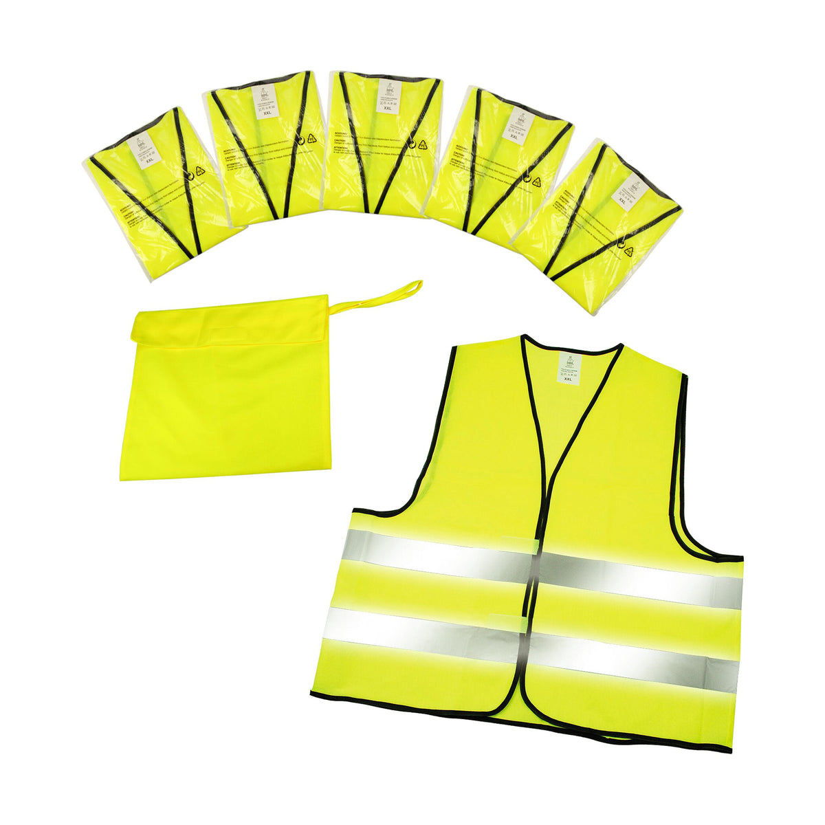 Warnweste „Standard“ 5er Set im Etui – Neon gelb