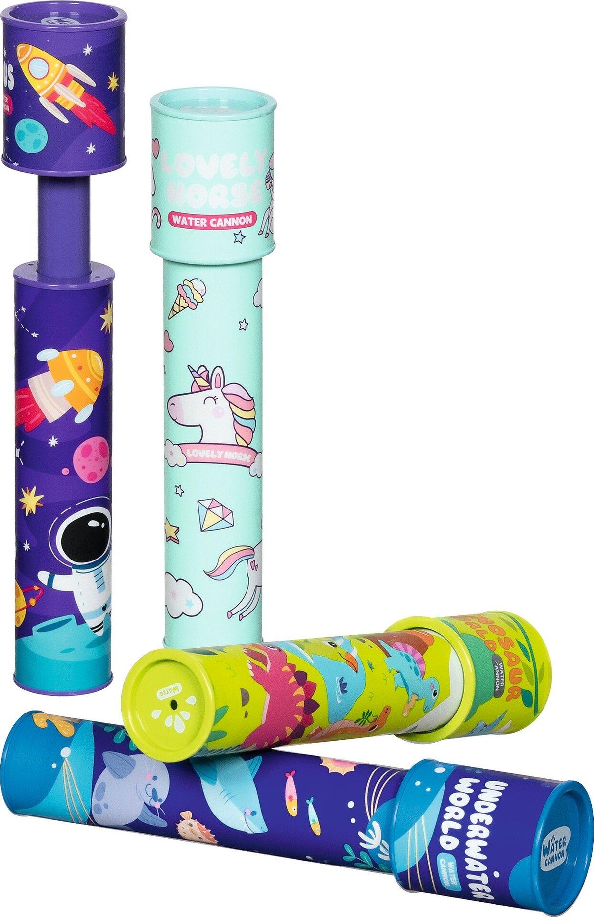 Wasserspritzer mit Motiven Dino, Einhorn, Weltraum, Unterwasser – weitere Ansicht