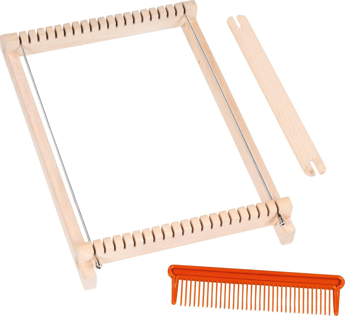 Webrahmen 17 cm aus Holz und Metall mit Webkamm – weitere Ansicht