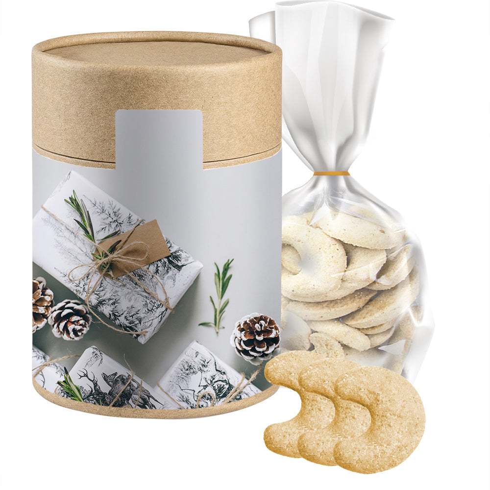 Weihnachtsgebäck im Beutel in der Kraftpapierdose – Vanillekipferl, ca. 100 g