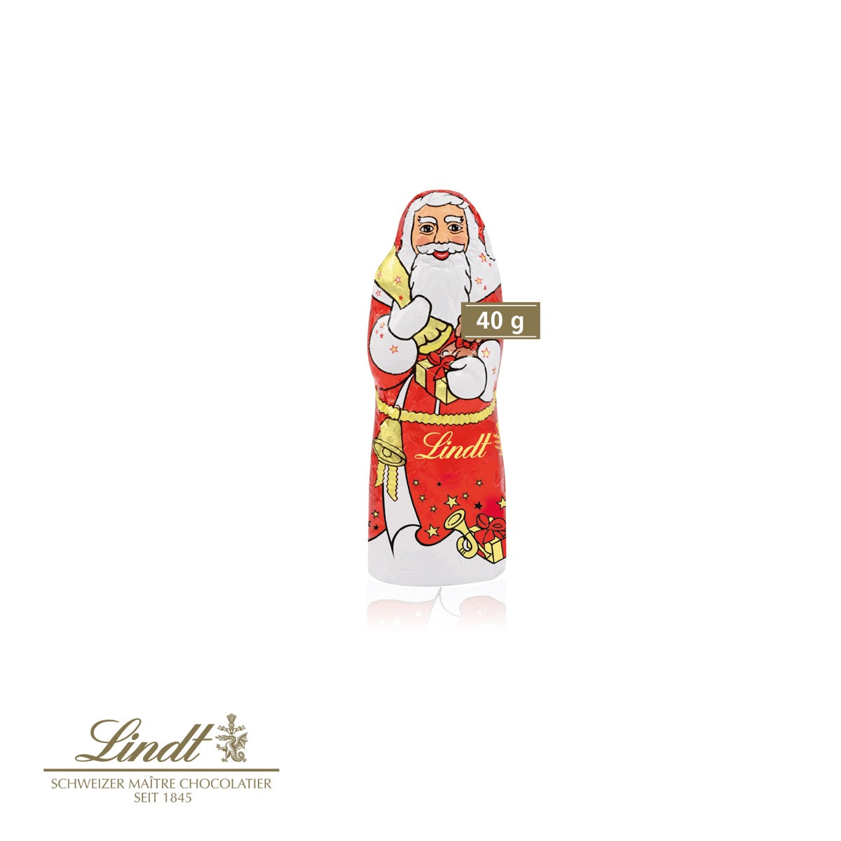 Werbekartonage mit Lindt Weihnachtsmann als Füllung