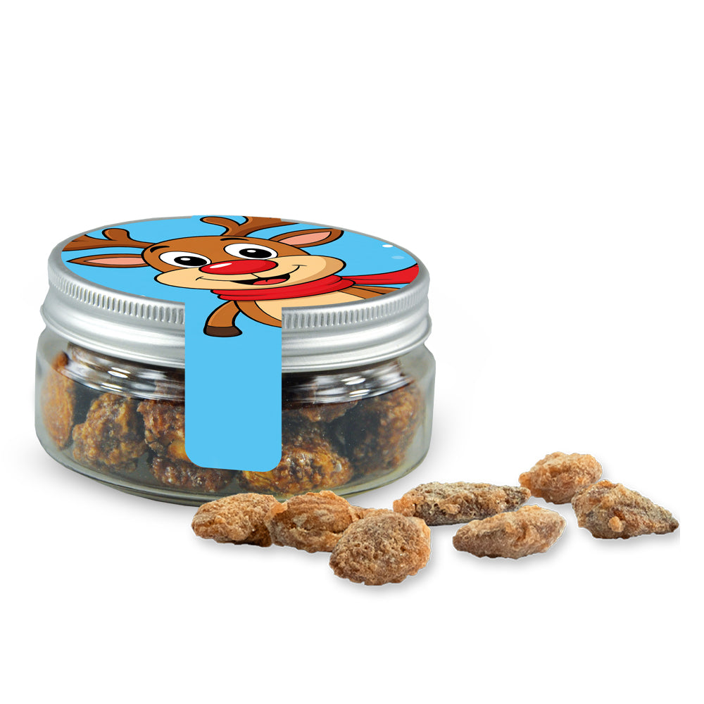 Weihnachtsnaschmischung in der kleinen Dose – Feuergebrannte Mandeln ohne Zuckerzusatz, ca. 60 g