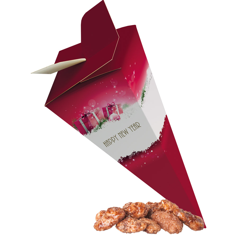 Weihnachtspyramide mit Marzipansternen und Mandeln – Feuergebrannte Mandeln, ca. 30 g
