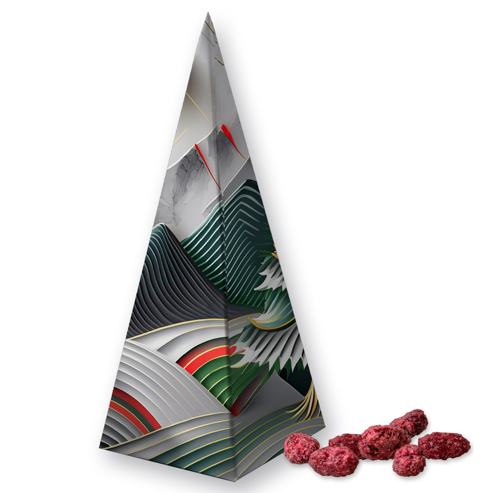 Weihnachtspyramide mit Marzipansternen und Mandeln – Gebrannte Mandeln Himbeere, ca. 30 g