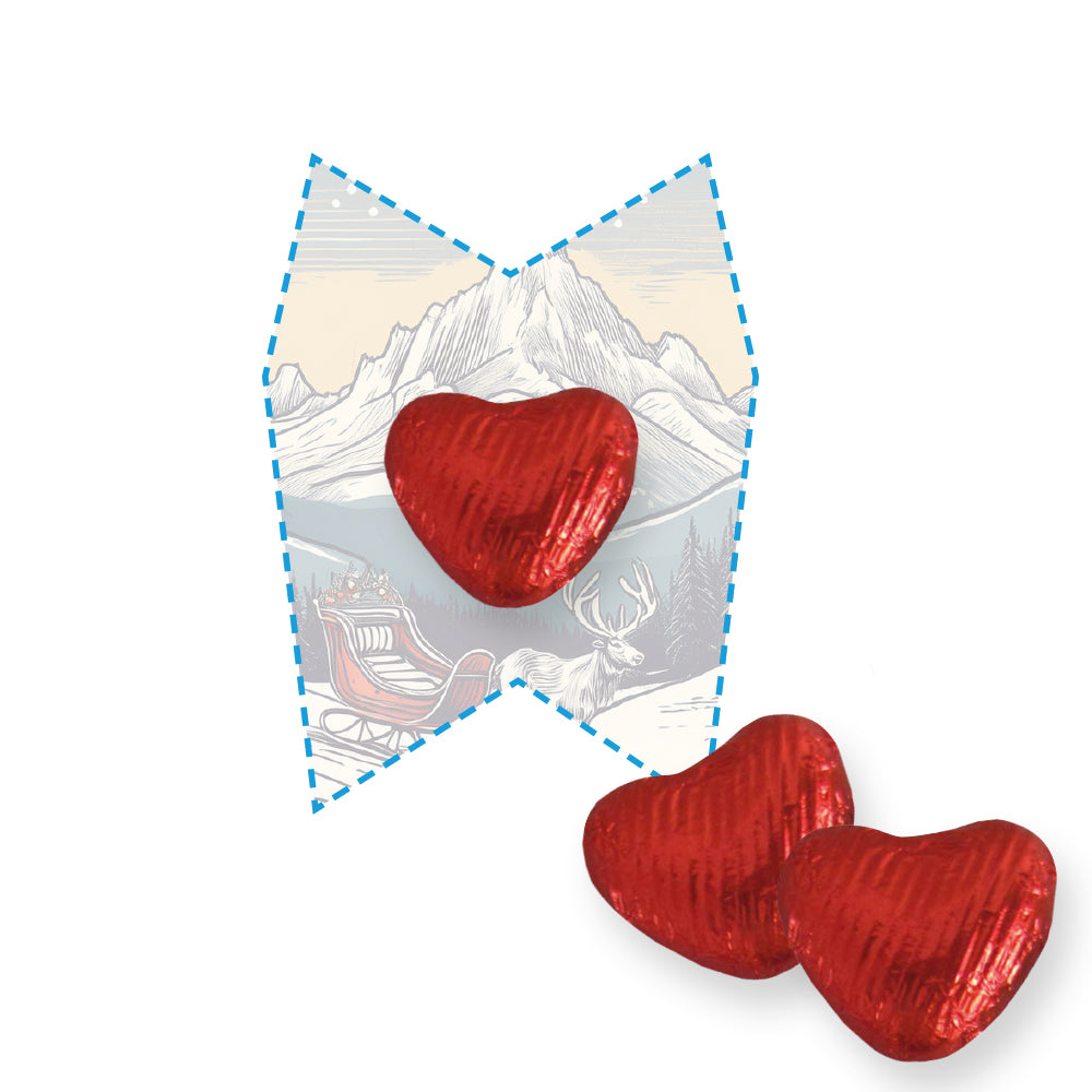 Weihnachtsschokolade auf der Flyerkarte in eigener Form