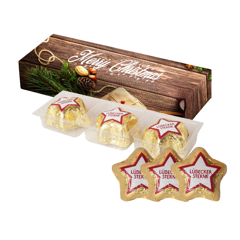 Weihnachtsschokolade in der Faltschachtel – Lübecker Marzipansterne, ca. 36 g