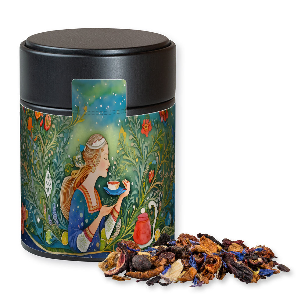 Weihnachtstee in der Metalldose Midi schwarz – Christkindl Tee, ca. 50 g