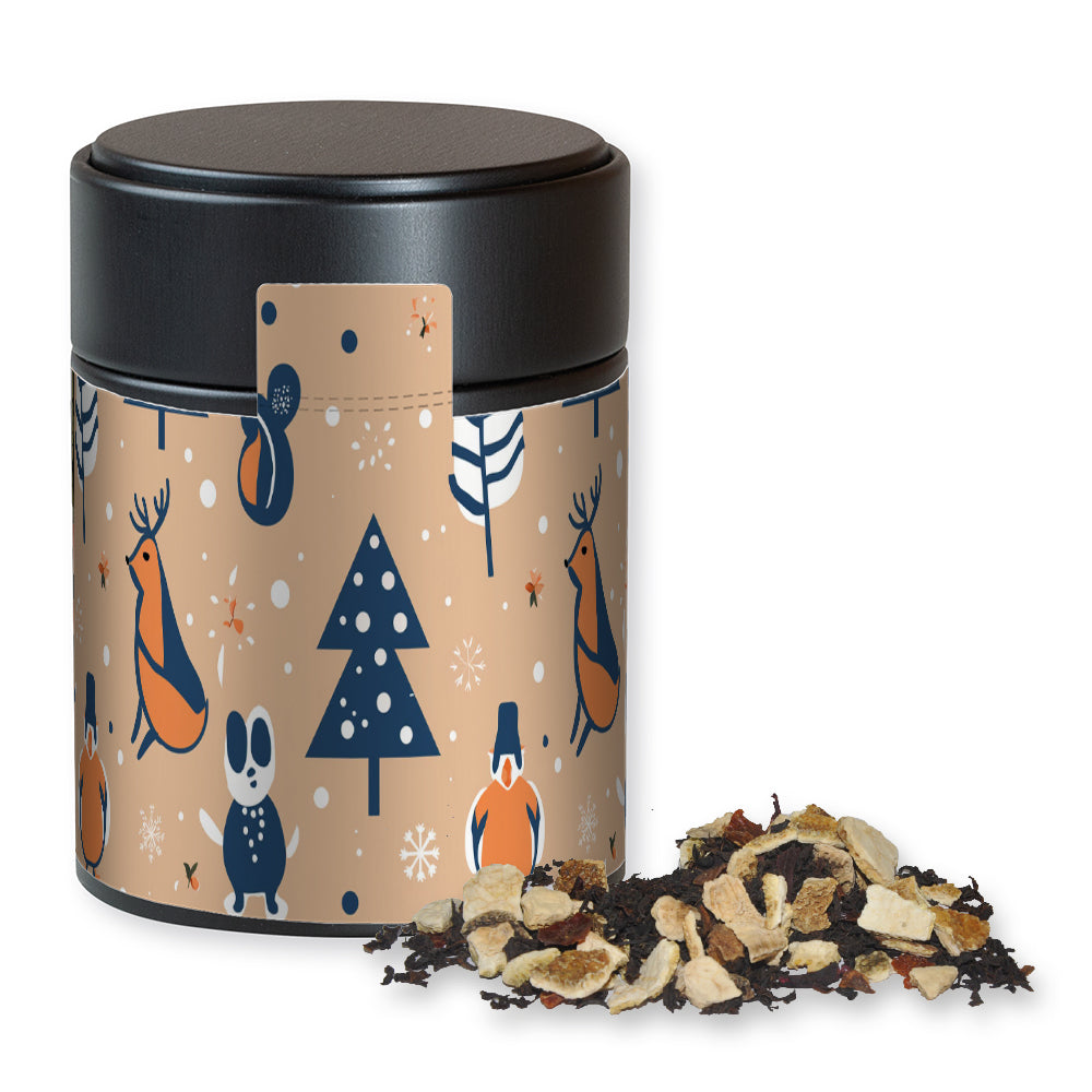 Weihnachtstee in der Metalldose Midi schwarz – Wintertage Tee, ca. 70 g