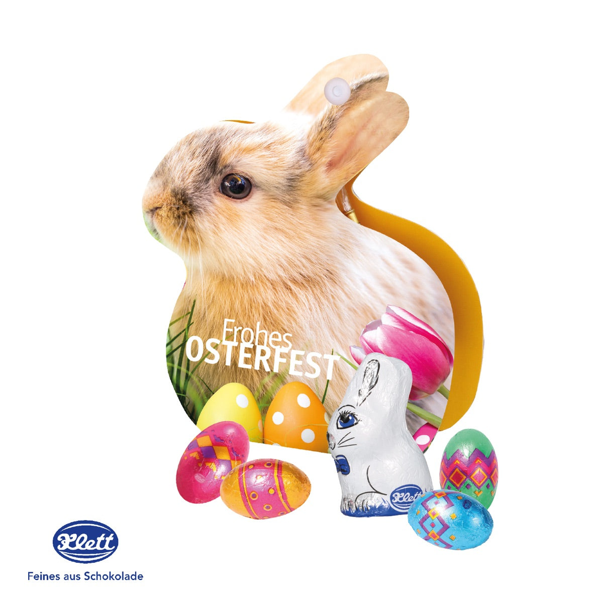 Werbe Hase mit Schokoladenmischung von Klett