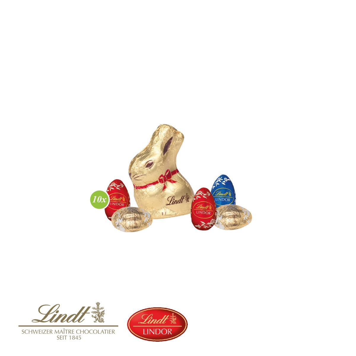 Lindt Goldhase und Schokoladeneier als Füllung im Werbe Hasen