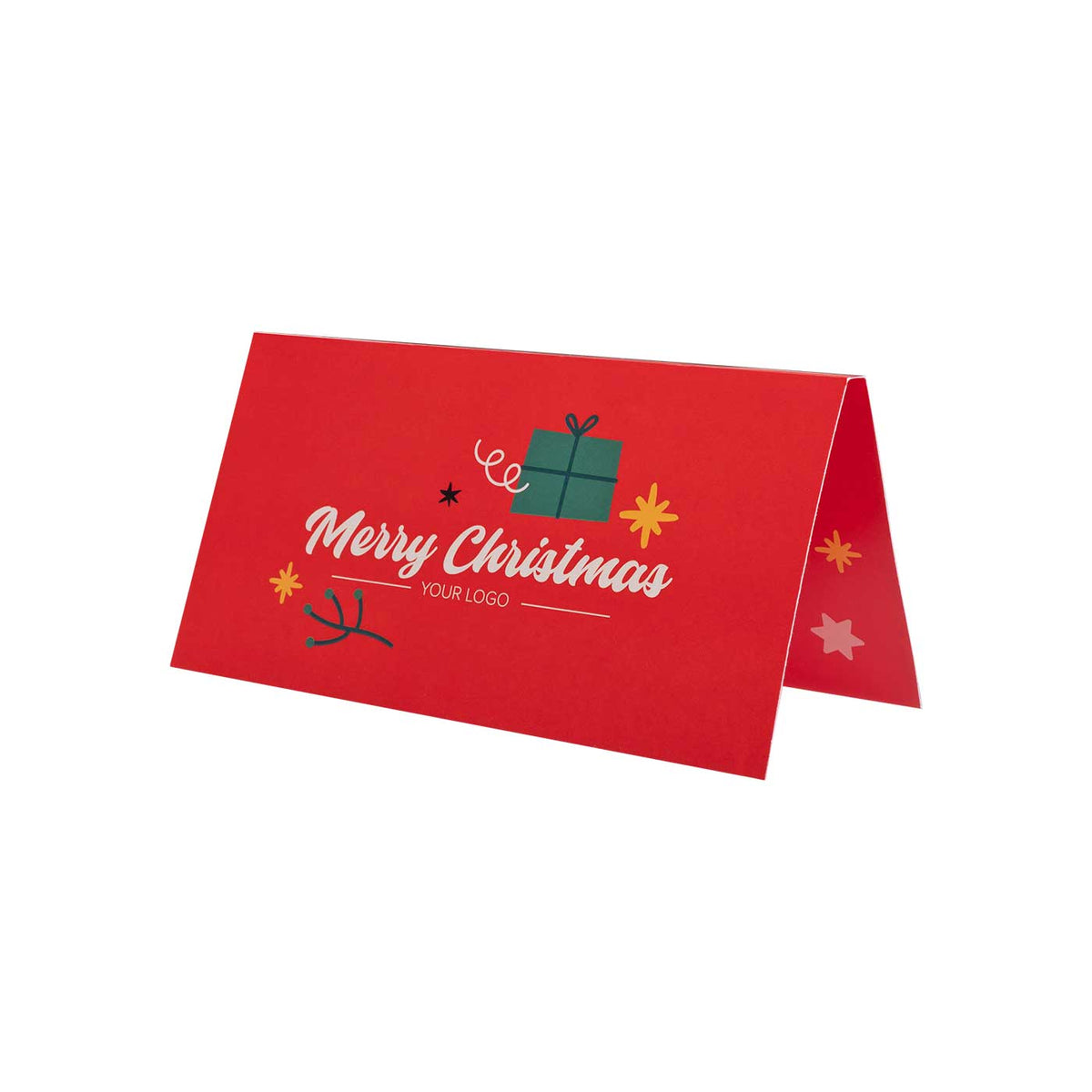 Werbekarte mit 3 Schokoladensternen zu Weihnachten