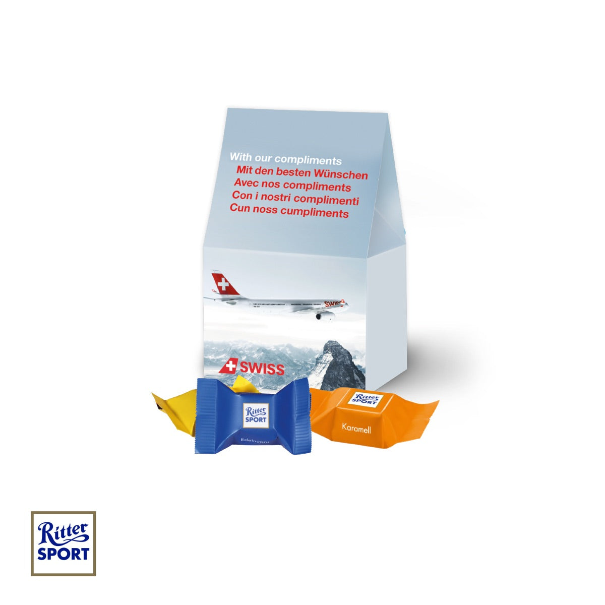 Werbepräsent Selection Mini mit Ritter SPORT Schokowürfel