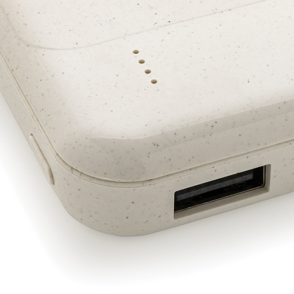 Wireless Powerbank aus RCS Standard recyceltem Kunststoff – weiß