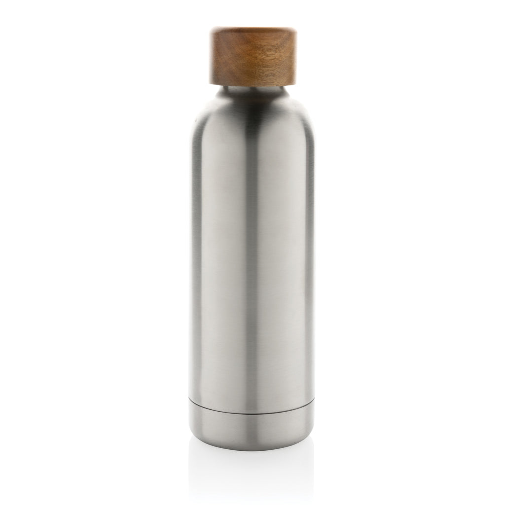 Wood Vakuumflasche aus RCS recyceltem Stainless-Steel – silber