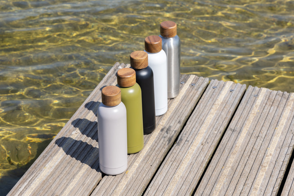 Wood Vakuumflasche aus RCS recyceltem Stainless-Steel